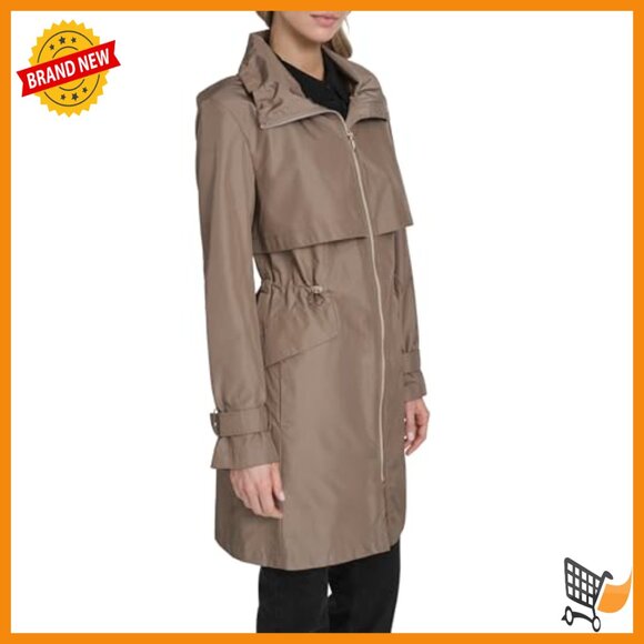 Waterproof Trench Coat with Stow Away Hood, Adjustable Fit - Picture 2 of 5